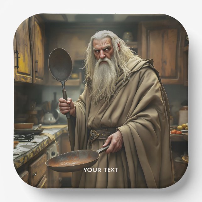 Plato De Papel Fantasy Cute Wizard Fría Pan (Anverso)