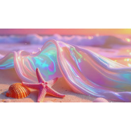 Plato De Papel Fantasy Dream Beach With Beautiful Pink Starfish 