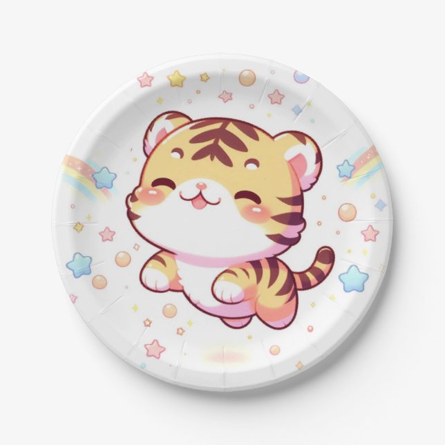 Plato De Papel Fantasy Tiger Baby Shower (Anverso)
