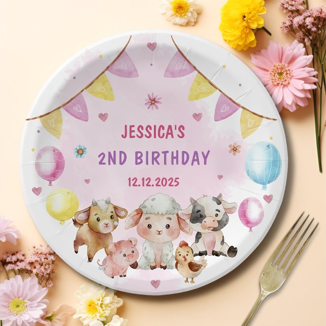 Plato De Papel Farm Animals Barnyard Balloon Birthday Party (Subido por el creador)