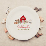 Plato De Papel Farm Animals Barnyard Bash Birthday Party<br><div class="desc">¡Agrega algo de diversión a tu fiesta de cumpleaños con estos platos de papel! Este diseño, hecho para coincidir con nuestra colección de la fiesta de cumpleaños de Farm Animals Barnyard, incluye encantadores ilustraciones animales de granja. Hay un pato, una vaca, un caballo y un burro, un gato, gallinas y...</div>