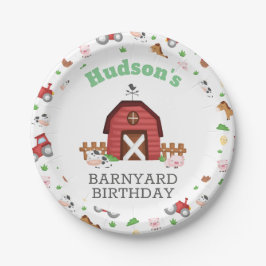 Plato De Papel Farm Animals Barnyard Birthday Party - GLS
