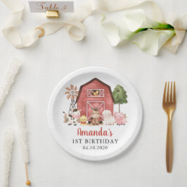 Plato De Papel Farm Animals, Cute Animals, Barn, First Birthday