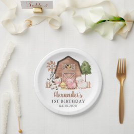 Plato De Papel Farm Animals, Cute Animals, Barn, First Birthday