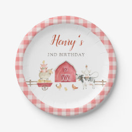 Plato De Papel Farm Animals & Red Barn Birthday Party Paper Plate
