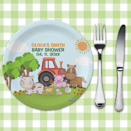 Plato De Papel Farm Barnyard Baby Shower