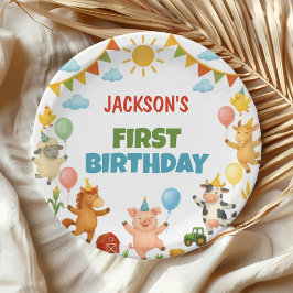 Plato De Papel Farmyard Animals Birthday Party Paper Plates