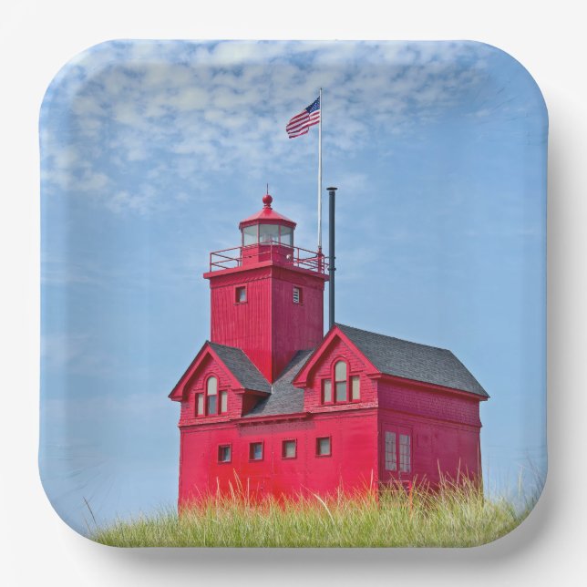 Plato De Papel Faro Big Red Michigan (Anverso)