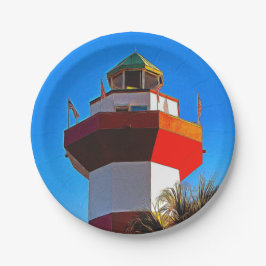 Plato De Papel Faro de la ciudad del puerto de Hilton Head Island