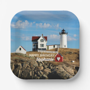 Plato De Papel Faro de natalidad nubble personalizado
