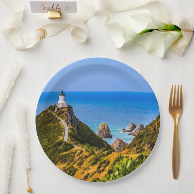 Plato De Papel Faro de Nugget Point, Nueva Zelanda (Boda)