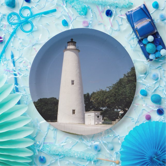 Plato De Papel Faro de Ocracoke (Fiesta)