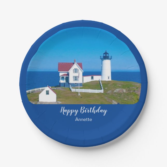 Plato De Papel Faro feliz cumpleaños nubble (Anverso)