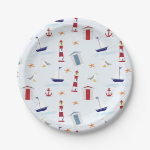Plato De Papel Faro Nautical Blue Boat Faro Red Anchfish