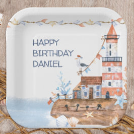 Plato De Papel Faro Náutico personalizado