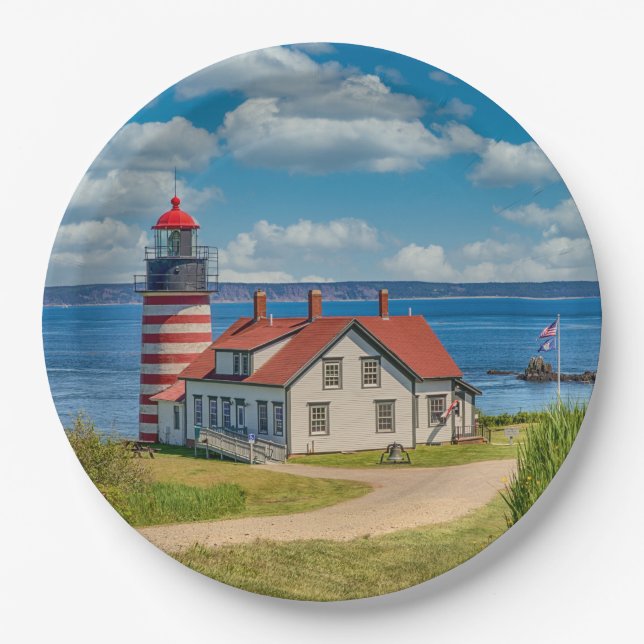 Plato De Papel Faro West Quoddy Head, Lubec, Maine (Anverso)