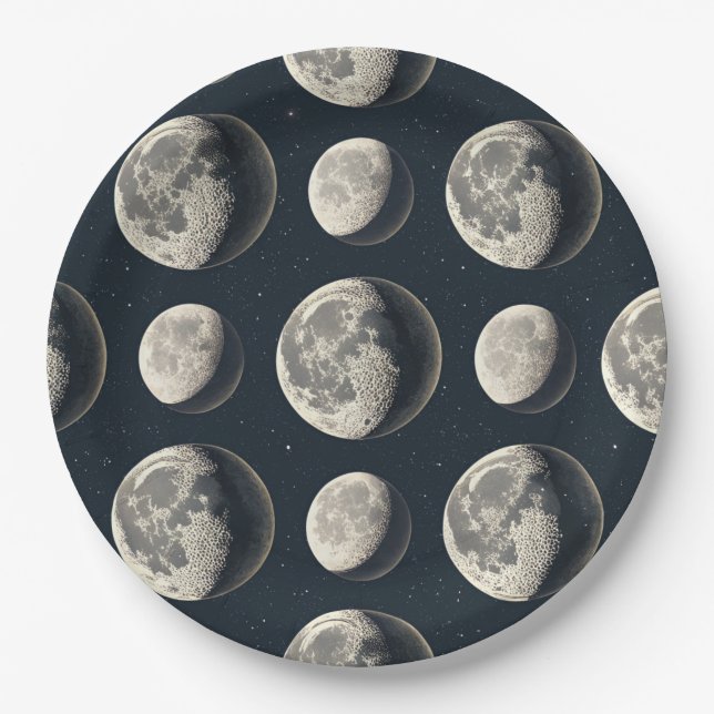 Plato De Papel Fase Lunar Celestial (2) (Anverso)