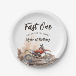 Plato De Papel Fast One Little Racer First Birthday
