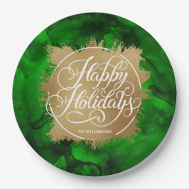 Plato De Papel Faux de oro Navidades de vacaciones de Relieve met