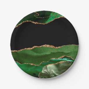 Plato De Papel Faux Emerald Green Marble Agrimensage contemporán