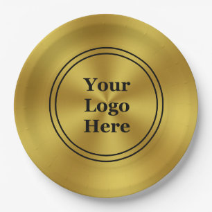 Plato De Papel Faux Faux Gold Tu Logo Aquí