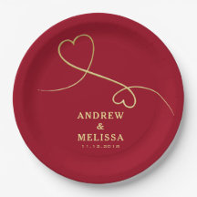 Faux Gold Ornament Boda rojo personalizado