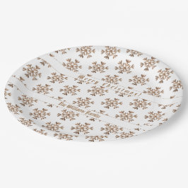 Plato De Papel Faux Gold Snowflakes Snowflake Pattern Navidades