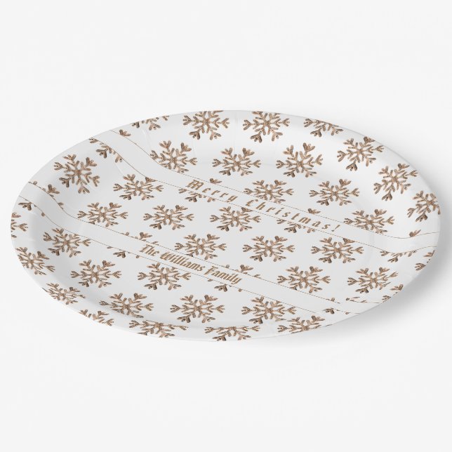 Plato De Papel Faux Gold Snowflakes Snowflake Pattern Navidades (Angular)