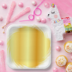 Plato De Papel Faux Gold Trendy Elegant Glamorous Template