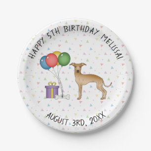 Plato De Papel Fawn Italiano Greyhound Cute Cartog Dog Cumpleaños