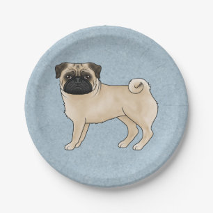 Plato De Papel Fawn Pug Perro Raza Personalizado lindo Ilustracio