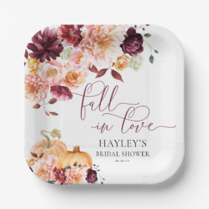 Plato De Papel Faye Burgundy Cae Enamorada Ducha Bridal Otoño