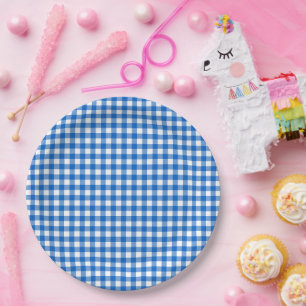 Plato De Papel Faye & Lauren Blue Gingham