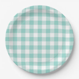 Plato De Papel Faye y Lauren Aqua Plaid