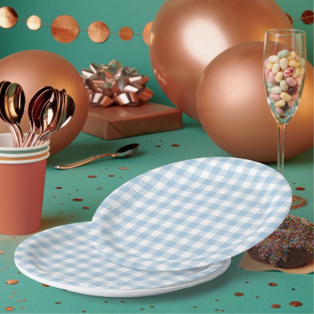 Plato De Papel Faye y Lauren Blue Plaid (Multi)