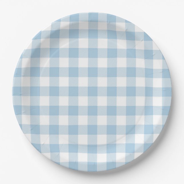 Plato De Papel Faye y Lauren Blue Plaid (Anverso)