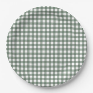 Plato De Papel Faye y Lauren Fall Dark Green Gingham