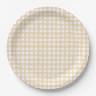 Plato De Papel Faye y Lauren Fall Gingham Beige