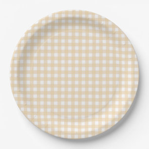 Plato De Papel Faye y Lauren Fall Gingham Beige
