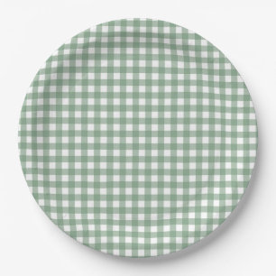 Plato De Papel Faye y Lauren Fall Green Gingham
