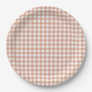 Plato De Papel Faye y Lauren Fall Light Brown Gingham