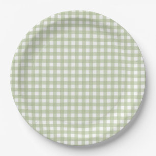 Plato De Papel Faye y Lauren Fall Light Green Gingham