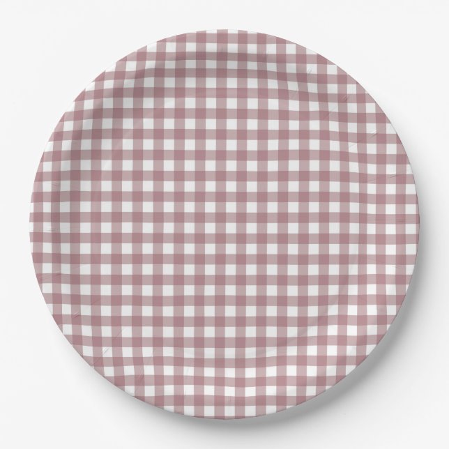 Plato De Papel Faye y Lauren Fall Pink Gingham (Anverso)