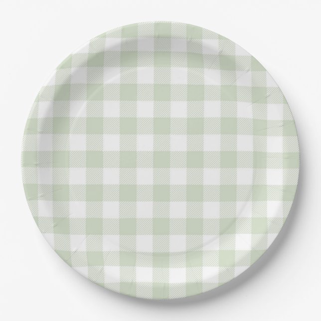 Plato De Papel Faye y Lauren Green Plaid (Anverso)