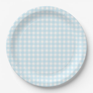 Plato De Papel Faye y Lauren Light Blue Gingham