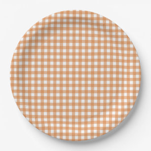 Plato De Papel Faye y Lauren Naranja Gingham