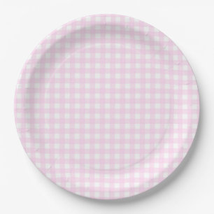 Plato De Papel Faye y Lauren Pastel Pink Gingham