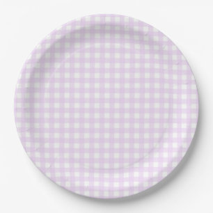 Plato De Papel Faye y Lauren Pastel Purple Gingham