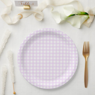 Plato De Papel Faye y Lauren Pastel Purple Gingham