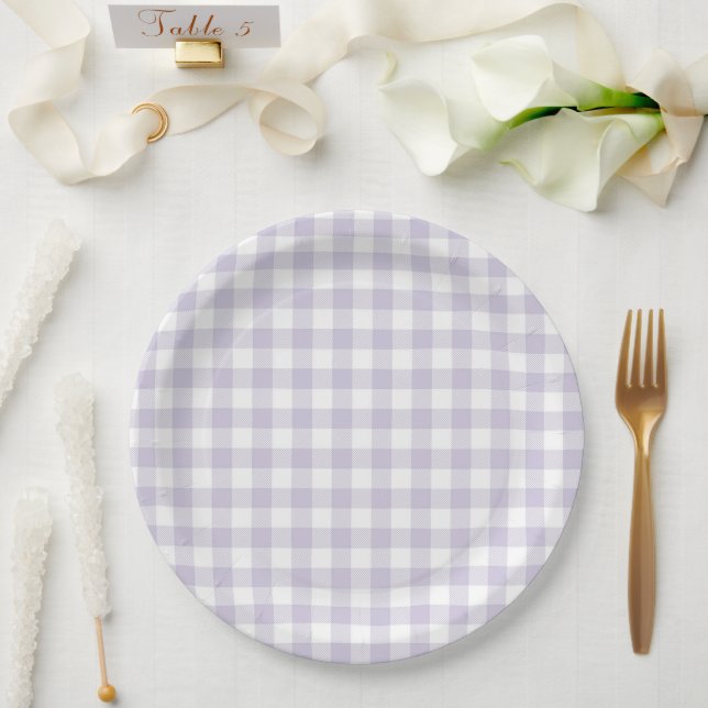 Plato De Papel Faye y Lauren Pastel Purple Plaid (Boda)